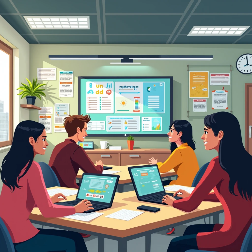 Modern language learning classroom at Departmentpremiu